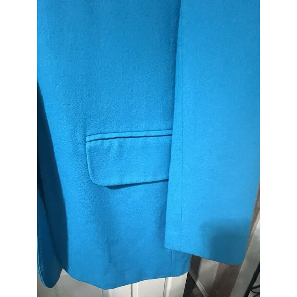 Womens Sz 6 Blazer Jacket 100% Wool Teal Grannycore Boho Work Professional Prep - Picture 4 of 12
